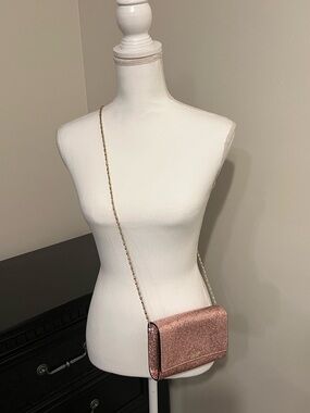 kate spade Rose Gold Glitter Chain Crossbody with Storybook Lining